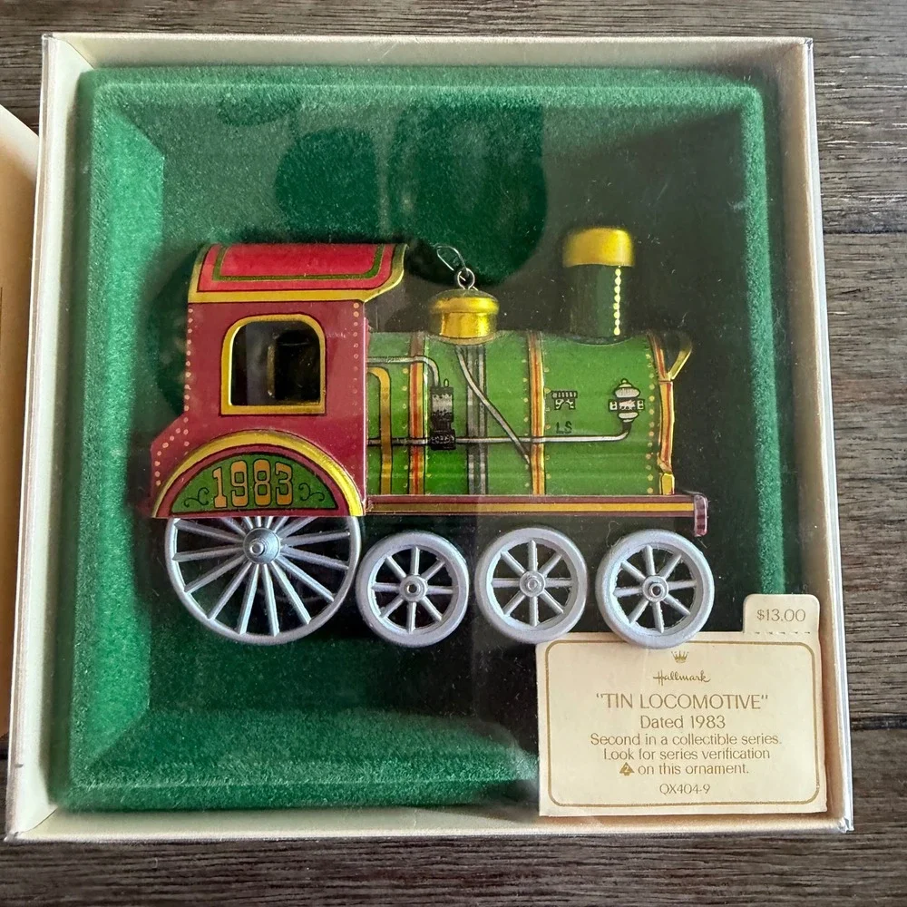 Hallmark Tin Locomotive Christmas‎ Ornaments 1983 1984 Vintage (Lot of 2)